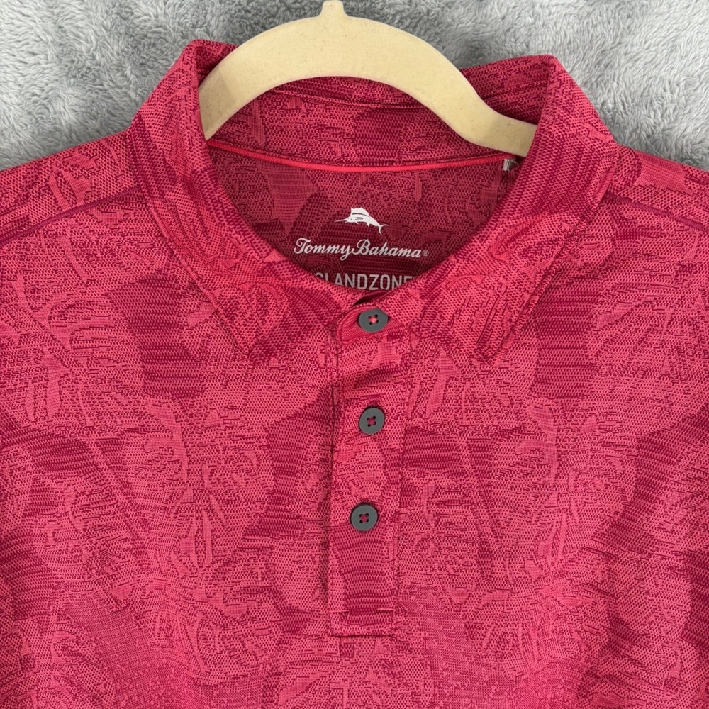 Tommy Bahama Golf Polo‎ IslandZone Large Red Floral Print Hawaiian Tropical UPF - Picture 5 of 12